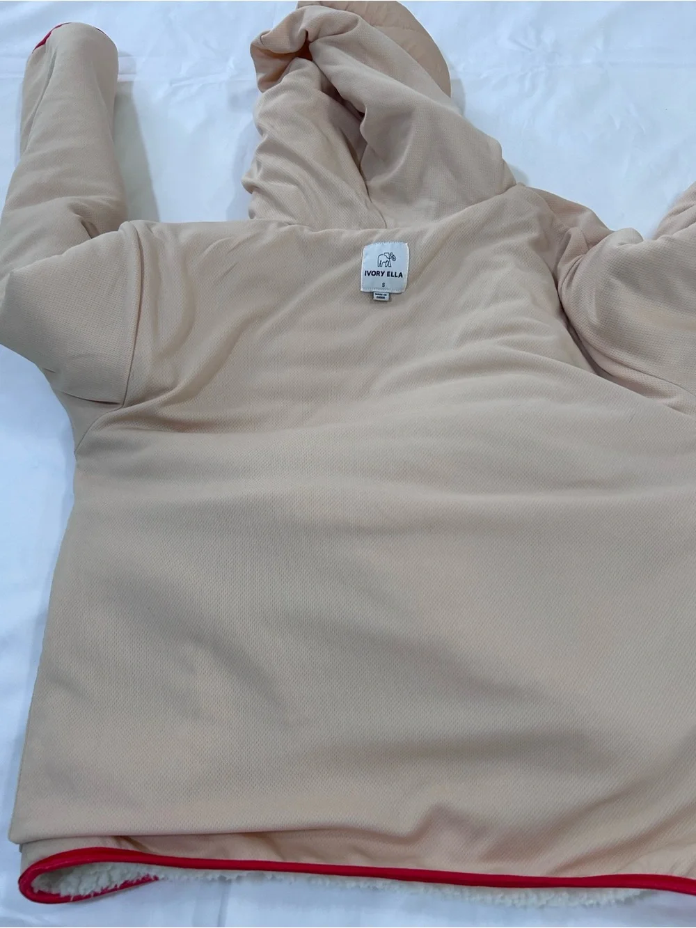 Ivory Ella Claire Mixed Media Sherpa Pullover Jacket. S - Picture 13 of 16
